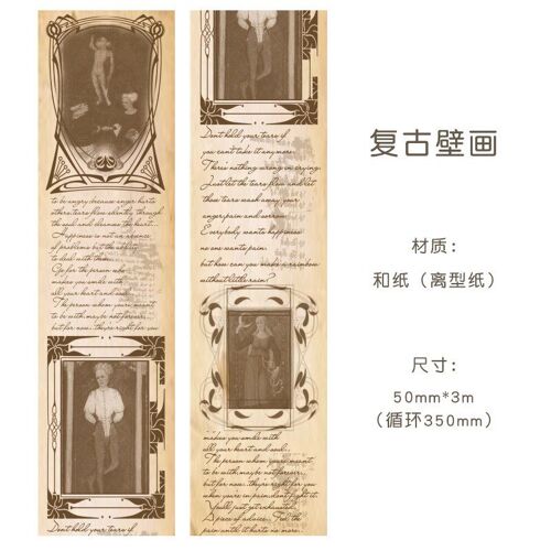 Rouleau De Ruban Washi Style Européen Et Américain, Étiquette Décorative Rétro, Ruban De Masquage, Papeterie Pour Journal Intime, Diy Bricolage, 1 Rouleau