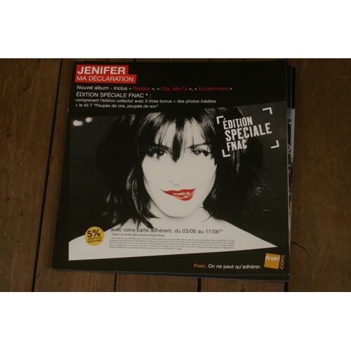 Plv 30x30cm Souple Jenifer Bartoli Ma Déclaration / Magasin Fnac