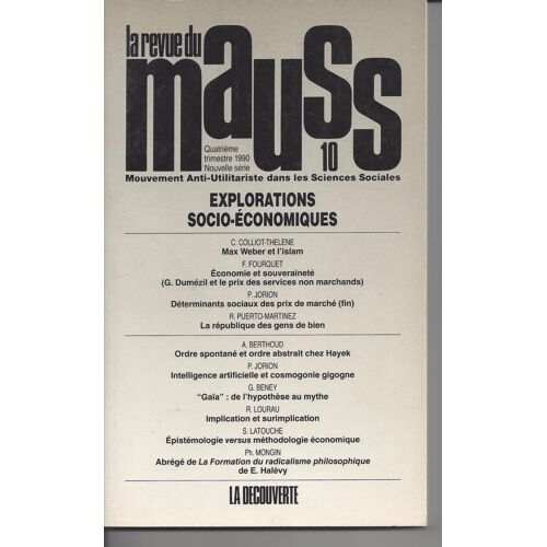 La Revue Du Mauss, N° 10, Nouvelle Serie, 4ème Trim. 1990, Mouvement Anti-Utilitariste Dans Les Sciences Sociales