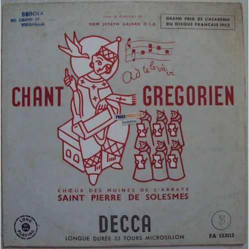 Chant Grégorien. Grand Prix De L'académie Du Disque Français 1953.