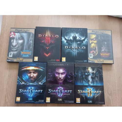 Collection jeux PC Blizzard -Warcraft 3, Starcraft 2, Diablo 3 + extensions