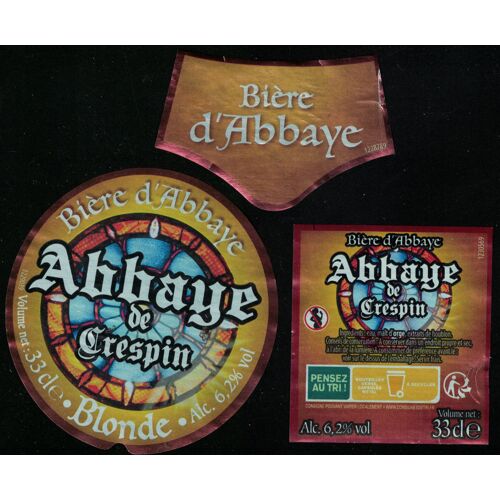 France Lot 3 Etiquettes Bière Beer Labels Abbaye De Crespin Blonde