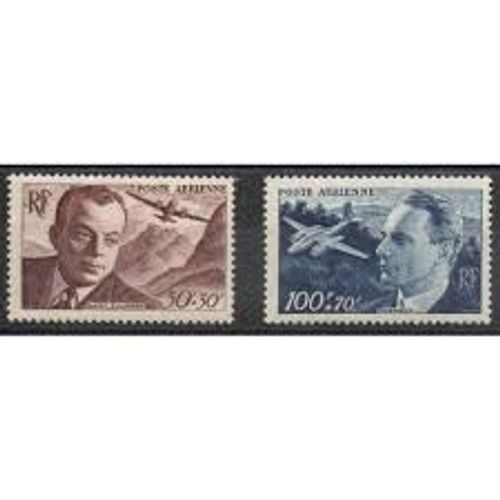 Saint Exupéry Et Dagnaux La Paire Au Profit De L'Entraide Française Année 1947 Poste Aérienne N° 21 Et 22 Yvert Et Tellier Luxe