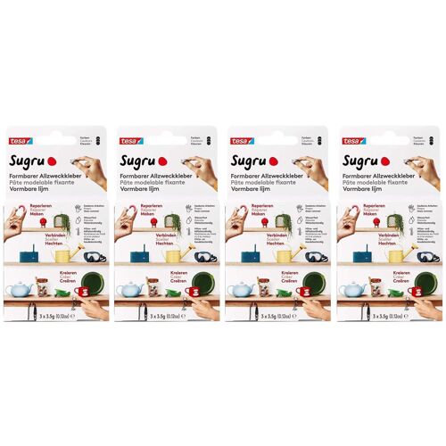 tesa Lot de 4 Pâtes Fixante Polyvalente à Modeler Sugru 3 x 3.5 g Noir