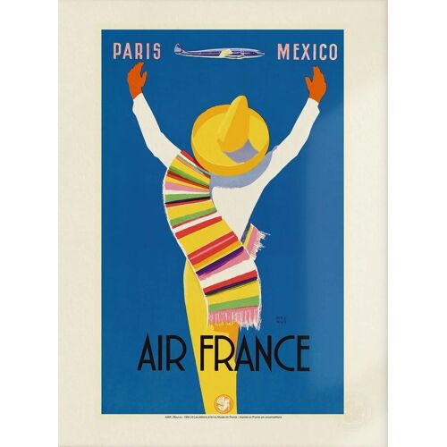 Affiche / Poster - Air France - Mexico - Poncho - Maurus, 1954 - 50x70cm