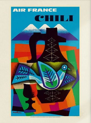 Affiche / Poster - Air France - Chili, Navegado Et Buse Aguia - Nathan, 1962 - 50x70cm