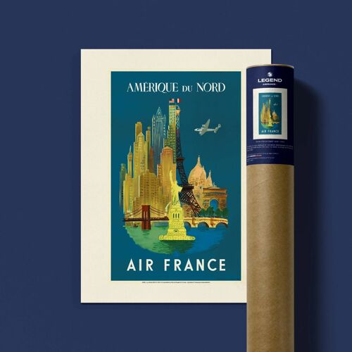 Air France - Amérique Du Nord - Statue De La Liberté - Bayle 1947 - 60x80cm - Affiche / Poster / Envoi Roulé