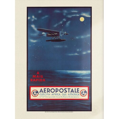 Affiche / Poster - Air France - Aéropostale A Mais Rapida A Mais Economica - Oi, 1930 - 50x70cm
