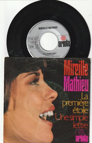 45t Sp Mireille Mathieu La Premère Étoile / Une Simple Lettre / Pressage Allemand / Ariola 14307