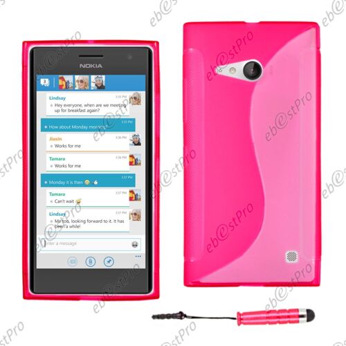 Ebeststar ® Housse Etui Coque Silicone Gel Motif S-Line Protection Souple Pour Nokia Lumia 735 730 Dual, Couleur Rose + Mini Stylet + Film Protection D'écran