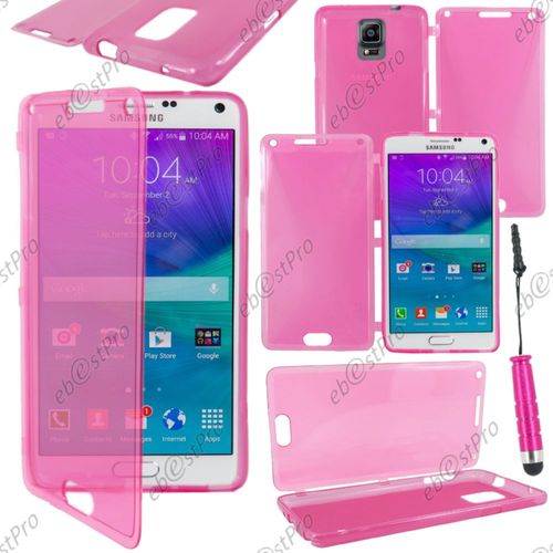 Ebeststar ® Housse Etui Coque Portefeuille Livre Silicone Gel Pour Samsung Galaxy Note 4 N910f, Couleur Rose + Mini Stylet + Film Protection D'écran