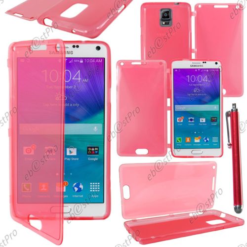Ebeststar ® Housse Etui Coque Portefeuille Livre Silicone Gel Pour Samsung Galaxy Note 4 N910f, Couleur Rouge + Stylet + Film Protection D'écran