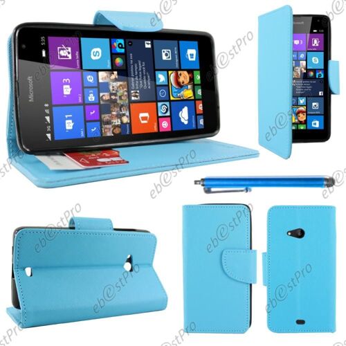 ebestStar ® Housse Coque Etui Portefeuille Folio book livre Simili Cuir pour Microsoft Lumia 535, Couleur Bleu + Stylet + Film protection d'écran