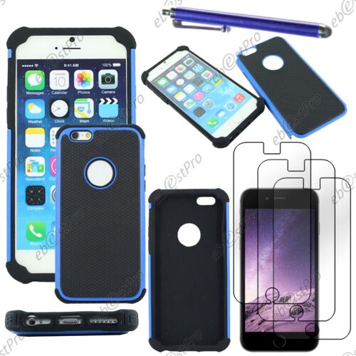 ebestStar ® Coque Duo Bi-couches en silicone et polycarbonate Etui Housse pour Apple iPhone 6 écran 4,7", Couleur Bleu + Stylet 3 Film
