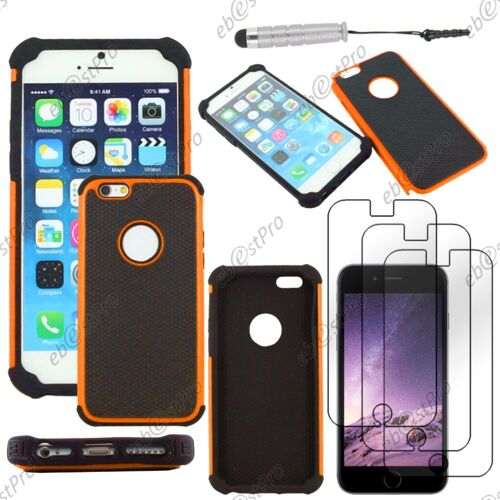 ebestStar ® Coque Duo Bi-couches en silicone et polycarbonate Etui Housse pour Apple iPhone 6 écran 4,7", Couleur Orange + Mini Stylet 3 Film