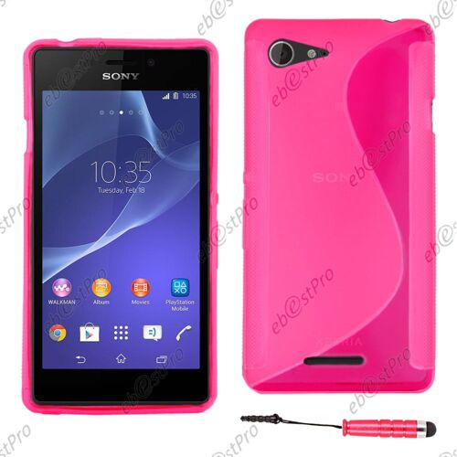 ebestStar ® Housse Etui Coque Silicone Gel Motif S-line Protection Souple pour Sony Xperia E3 D2203, Couleur Rose + Mini Stylet + Film protection d'écran
