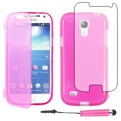 Ebeststar ® Housse Etui Coque Portefeuille Livre Silicone Gel Pour Samsung Galaxy S4 Mini Gt-I9190, I9192, I9195, Couleur Rose + Mini Stylet + Film Protection D'écran
