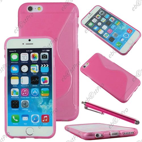 Ebeststar ® Housse Etui Coque Silicone Gel Motif S-Line Protection Souple Pour Apple Iphone 6 Plus Écran 5,5", Couleur Rose + Stylet + Film Protection D'écran