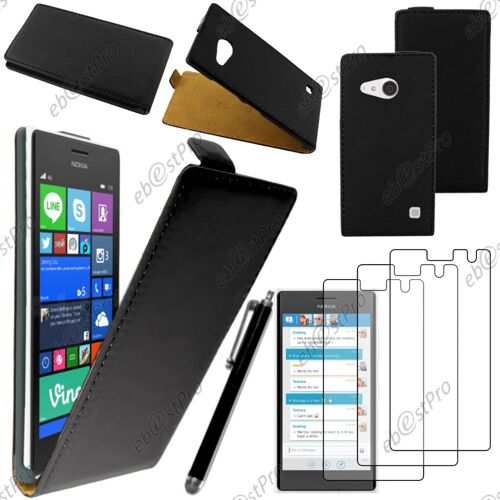 ebestStar ® Housse Coque Etui en PU cuir à rabat ultra fine (SLIM case) pour Nokia Lumia 735 730 dual, Couleur Noir + Stylet 3 Film