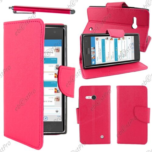 ebestStar ® Housse Coque Etui Portefeuille Folio book livre Simili Cuir pour Nokia Lumia 735 730 dual, Couleur Rose + Stylet + Film protection d'écran