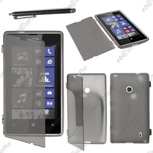ebestStar ® Housse Etui Coque Portefeuille Livre Silicone Gel pour Nokia Lumia 520, Couleur Noir + Stylet + Film protection d'écran