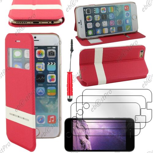 ebestStar ® Housse Coque Etui Smart View Cover type S-View Portefeuille Livre pour Apple iPhone 6 écran 4,7", Couleur Rouge + Mini Stylet 3 Film