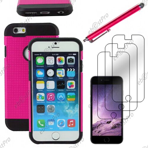 ebestStar ® Coque Duo Bi-couches en silicone et polycarbonate Mesh Etui Housse pour Apple iPhone 6 écran 4,7", Couleur Rose + Stylet 3 Film