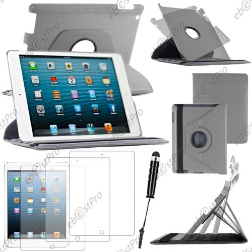 ebestStar ® Housse Coque Etui PU cuir rotatif avec support à rotation 360° pour Apple iPad 4 écran Retina, iPad 4, iPad 3, iPad 2, Couleur Gris + Mini Stylet 3 Film