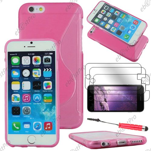 Ebeststar ® Housse Etui Coque Silicone Gel Motif S-Line Protection Souple Pour Apple Iphone 6 Plus Écran 5,5", Couleur Rose + Mini Stylet 3 Film