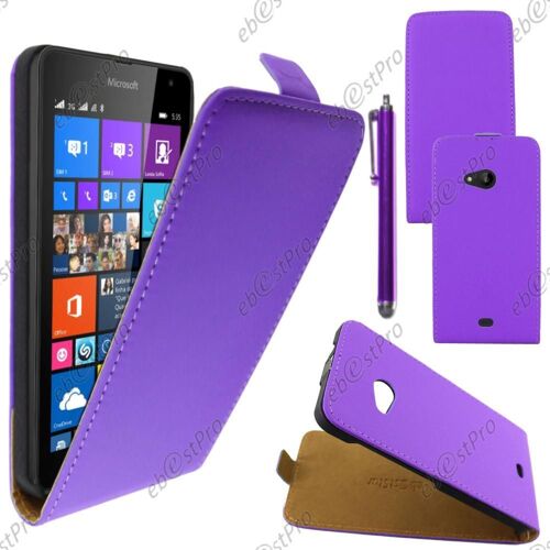 ebestStar ® Housse Coque Etui en PU cuir à rabat ultra fine (SLIM case) pour Microsoft Lumia 535, Couleur Violet + Stylet + Film protection d'écran