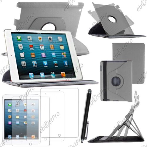Ebeststar ® Housse Coque Etui Pu Cuir Rotatif Avec Support À Rotation 360° Pour Apple Ipad 4 Écran Retina, Ipad 4, Ipad 3, Ipad 2, Couleur Gris + Stylet 3 Film