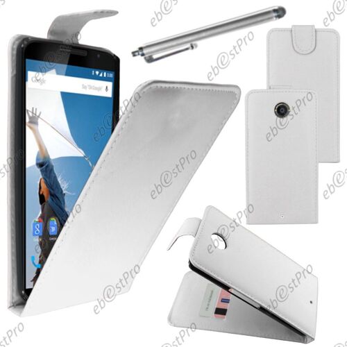 ebestStar ® Housse Coque Etui Simili Cuir à Rabat vertical pour Motorola Nexus 6, Nexus X, Couleur Blanc + Stylet + Film protection d'écran