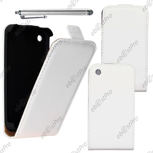 ebestStar ® Housse Coque Etui en PU cuir à rabat ultra fine (SLIM case) pour Apple iPhone 3GS, 3G, Couleur Blanc + Stylet + Film protection d'écran