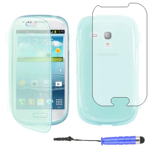 Ebeststar ® Housse Etui Coque Portefeuille Livre Silicone Gel Pour Samsung Galaxy S3 Mini Gt-I8190, I8190n, Couleur Bleu + Mini Stylet + Film Protection D'écran