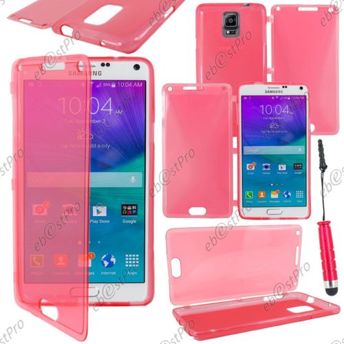 Ebeststar ® Housse Etui Coque Portefeuille Livre Silicone Gel Pour Samsung Galaxy Note 4 N910f, Couleur Rouge + Mini Stylet + Film Protection D'écran