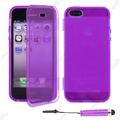 Ebeststar ® Housse Etui Coque Portefeuille Livre Silicone Gel Pour Apple Iphone 5s, 5, Couleur Violet + Mini Stylet + Film Protection D'écran