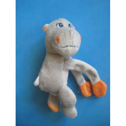 Peluche Doudou Singe Hippopotame Gris Orange Yeux Bleus Scratch 24 Cm Mob
