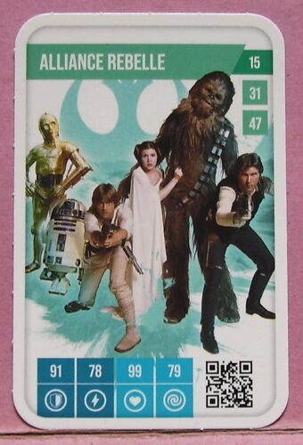 Carte Star Wars - Alliance Rebelle - 15 - 31 - 47 - Auchan 2025