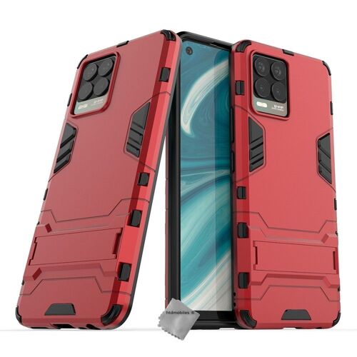 Housse etui coque rigide anti choc pour Realme 8 4G / 8 Pro + verre trempe - ROUGE