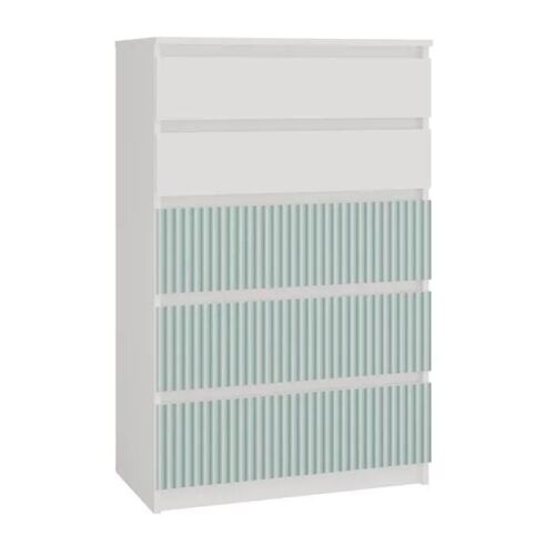 MILAN - Commode moderne 5 tiroirs - 70x40x109.5 cm - Meuble de rangement pour enfant - Banc et vert
