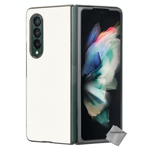 Housse Etui Coque Rigide Simili Cuir Crocodile Pour Samsung Galaxy Z Fold 3 5g - Blanc