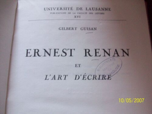 Ernest Renan Et L'art D'écrire