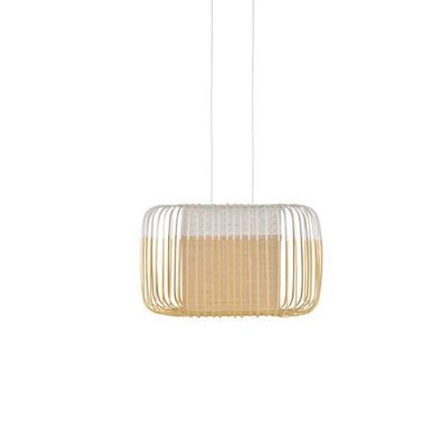 Suspension Bamboo Oval Blanc Bois Naturel / Small - 55 X 38 X H 33 Cm - Forestier