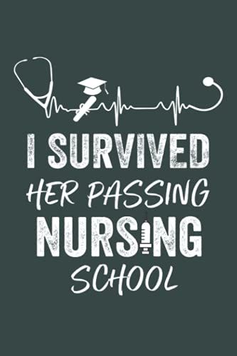 I Survived Her Passing Nursing School: Funny Cute Husband Of A Nurse Graduation Quote Lined Journal Notebook Notepad To Write In And Take Notes For ... Icu, Pqrst, Er, Oncology, Pre Med, Lpn, Nurse