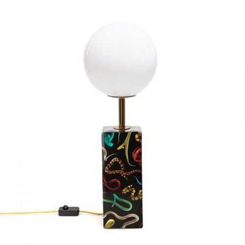 Lampe De Table Toiletpaper - Snakes Verre Céramique Blanc Noir / H 70 Cm - Seletti