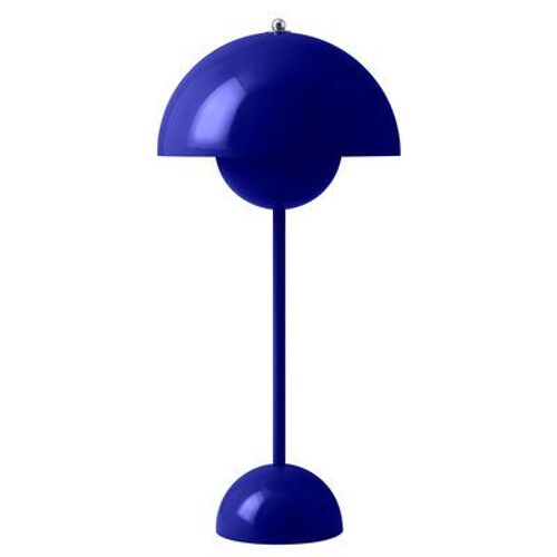 Lampe De Table Flowerpot Vp3 Métal Bleu / H 50 Cm - By Verner Panton, 1968 - Ettradition