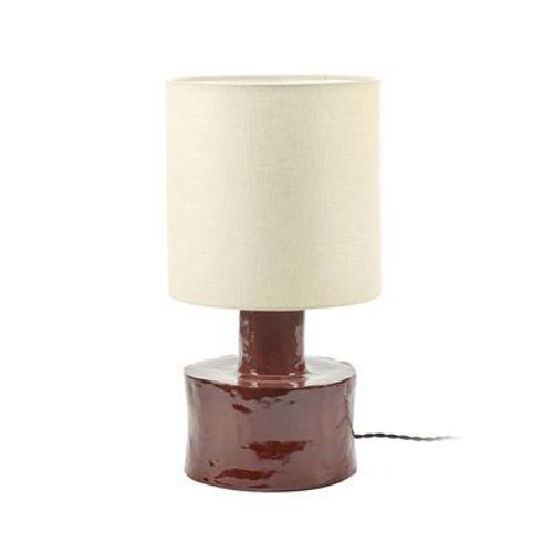 Lampe De Table Catherine Céramique Rouge / Grès Et Tissu - Ø 25 X H 47 Cm - Serax