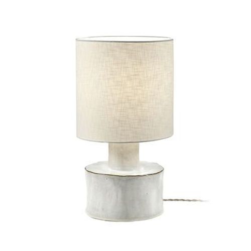 Lampe De Table Catherine Céramique Blanc / Grès Et Tissu - Ø 25 X H 47 Cm - Serax
