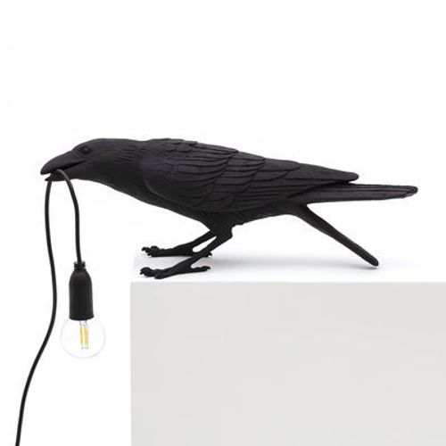 Lampe De Table Bird Playing / Corbeau Joueur Plastique Noir - Seletti