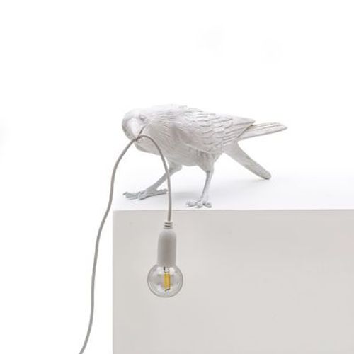 Lampe De Table Bird Playing/ Corbeau Joueur Plastique Blanc - Seletti